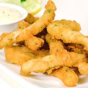 Tiras de jibia enharinadas