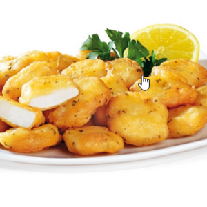 Sepia rebozada de potón congelada lista para freír