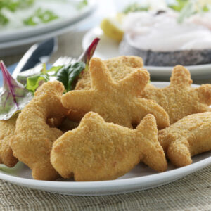 Figuras de pescado rebozadas