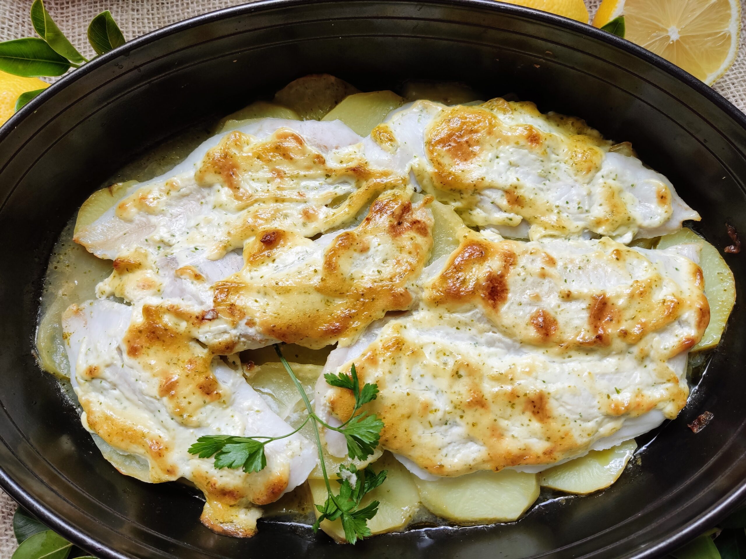Receta de Filetes de Fletán gratinados con Mayonesa de Ajo