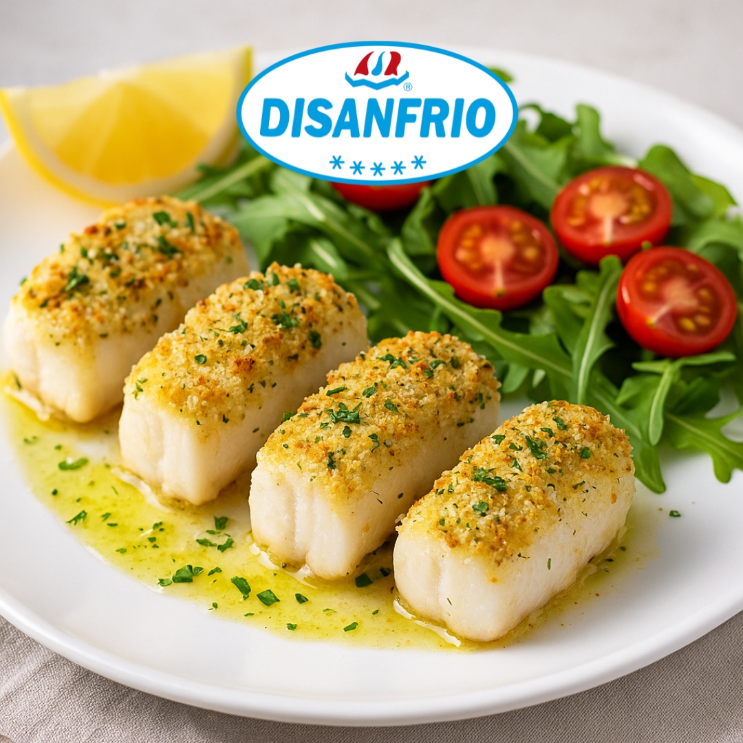 tronquitos de merluza con costra de parmesano